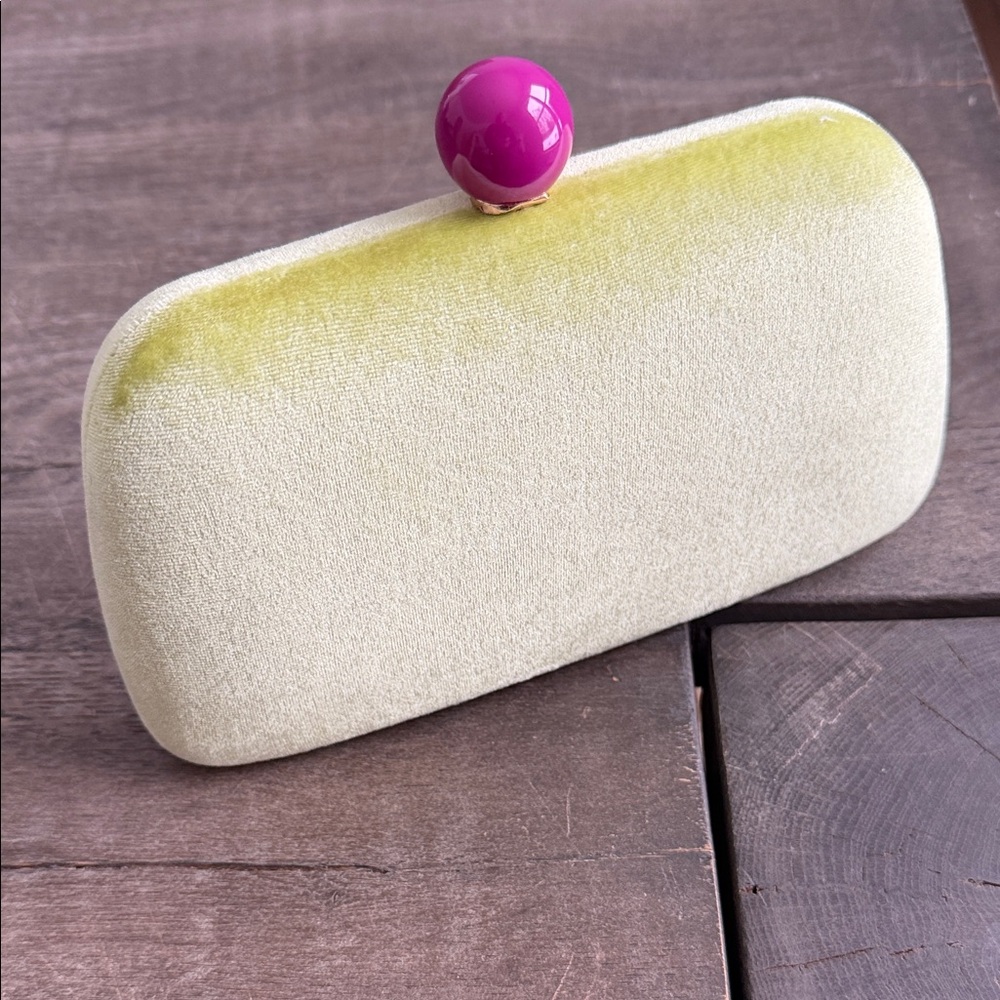 Shiraleah Chicago Lime Green Clutch with Pink Accent closure - Picture 2 of 9